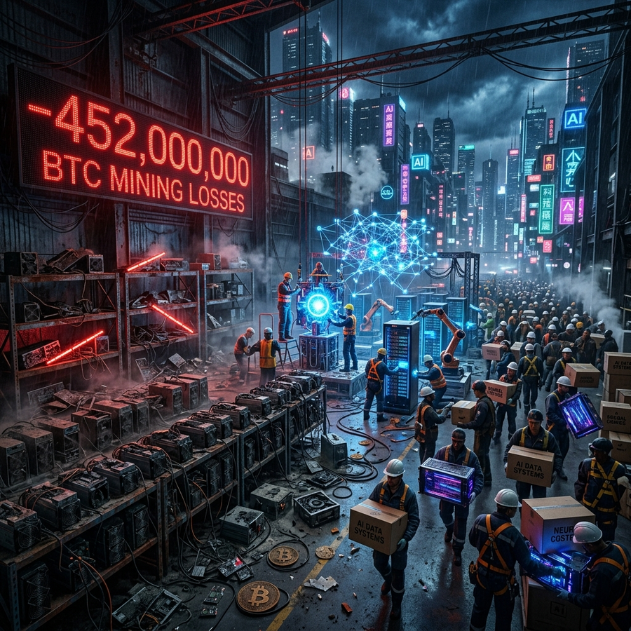 Майнеры биткоина массово переориентируются на ИИ после убытков в $452 млн